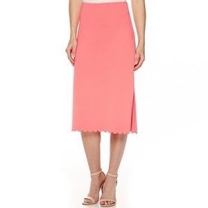 Worthington Scalloped Hem Midi Pencil Skirt